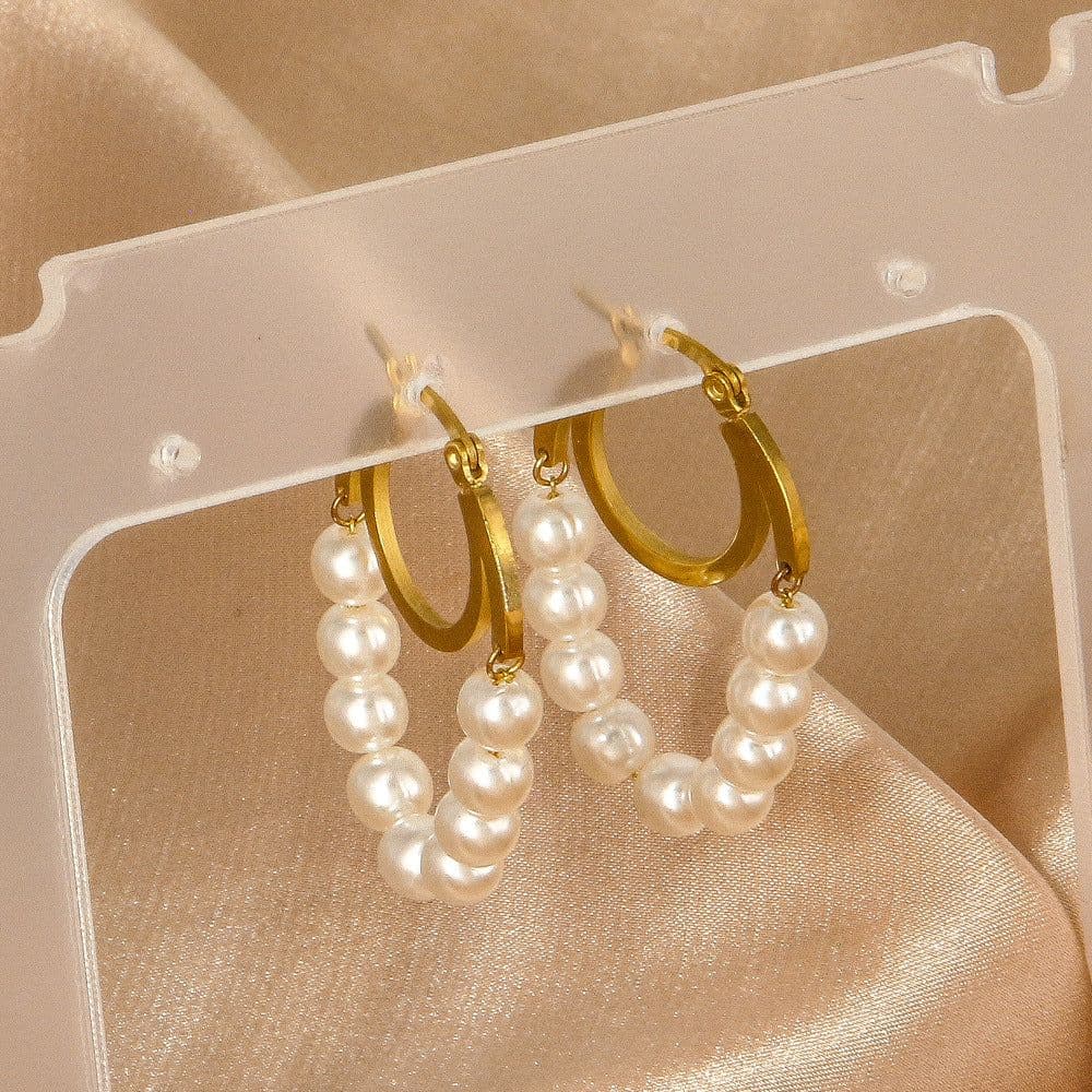 image-Baroque Pearl Earrings - Gold Plated Stainless Steel