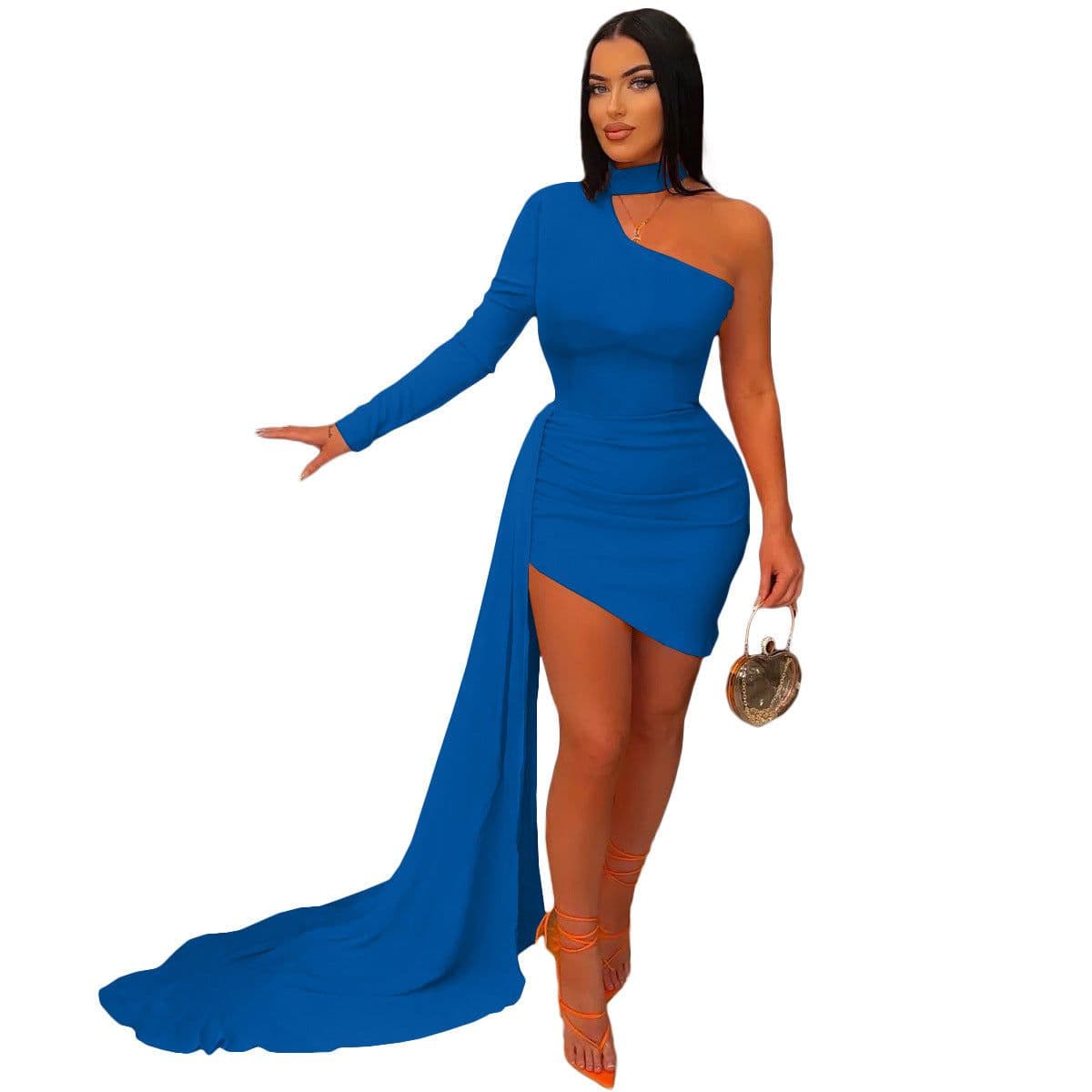 image-77520 Cross-border Independent Station European and American Women's Fashion Casual Stitching Mesh Mopping Dress
