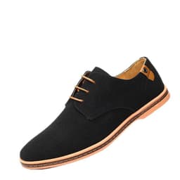 image-Men's Casual Shoes - Camel Suede Lace-Up Size 48