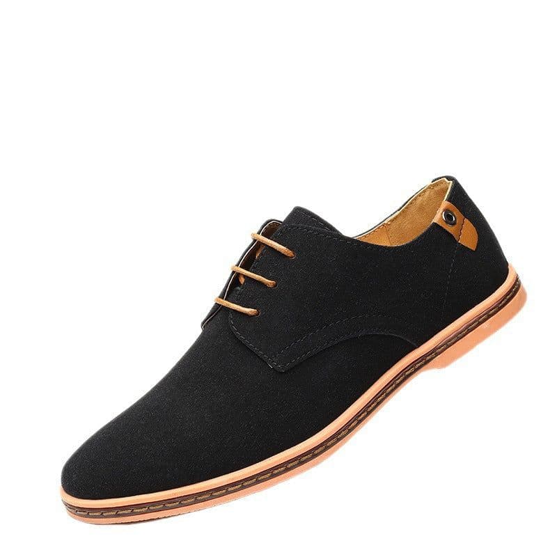 image-Men's Casual Shoes - Camel Suede Lace-Up Size 48