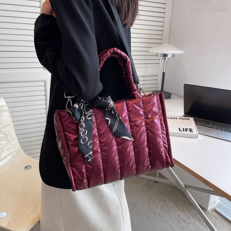 image-Cotton Tote Bag Women Camouflage Chain Shoulder Strap