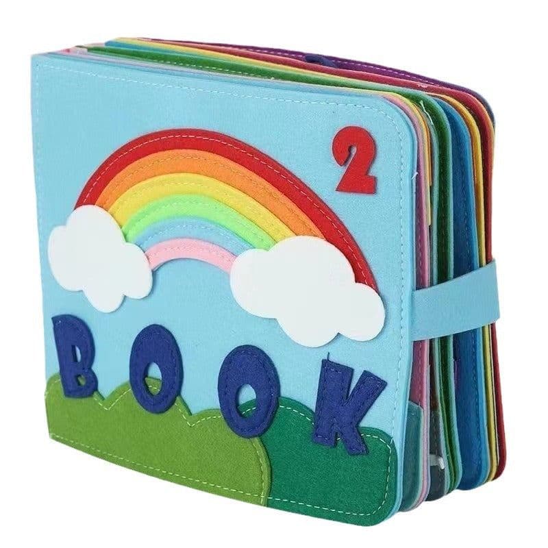 image-Montessori Busy Board Felt Book - Rainbow Washable Quiet Book