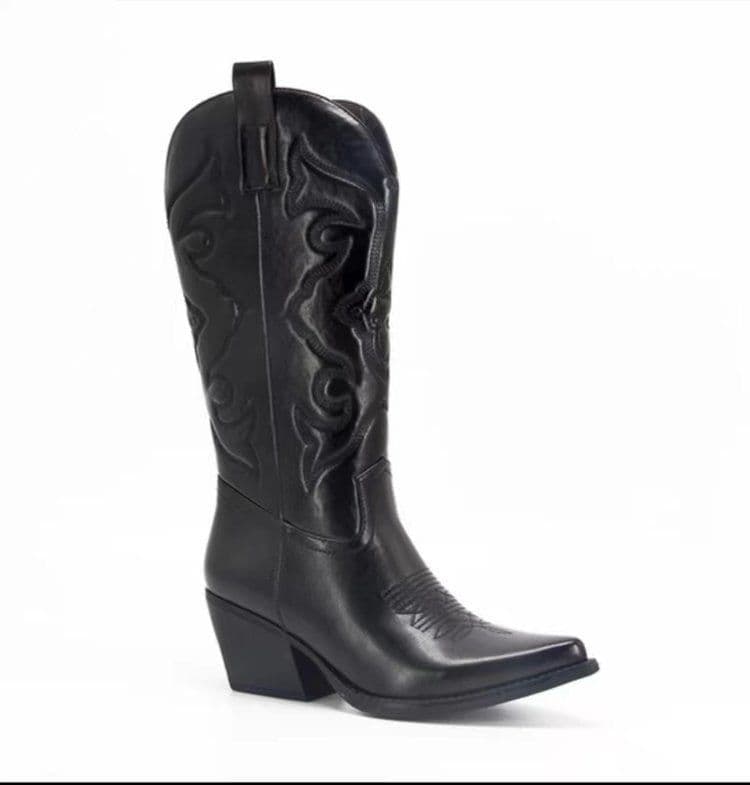 image-Hosawa Martin Boots Gold Chunky Heel Pointy Toe