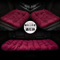 image-Plush winter car seat cushion three pieces down cotton full car cover cushion cover thick universal car cushion wool cushion winter
