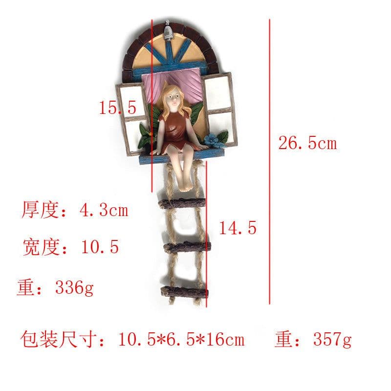 image-Cross-border exclusively for Fairy Gate Garden Wonderful Ornament Cute Fairy Climbing Rope Resin Pendant Garden Design Decoration