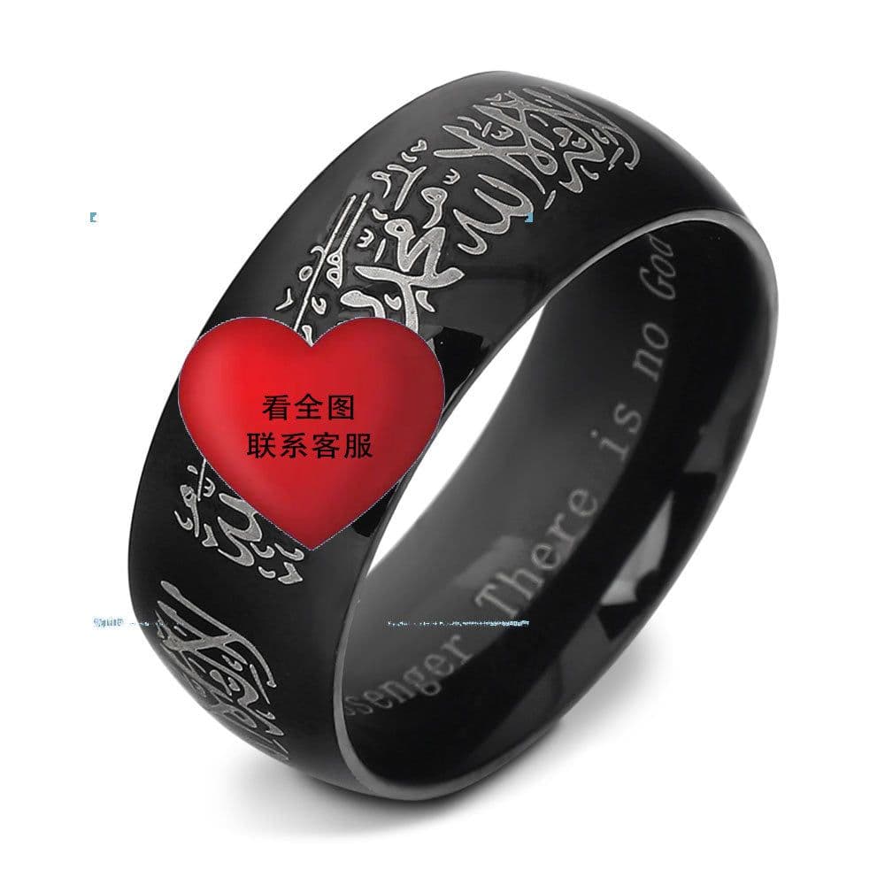 image-Titanium Steel Retro Gold Black Ring, 8mm Simple Personalized
