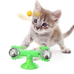 image-Meow Planet Spinning Cat Toy - Green Rotating Scratcher (65 characters)