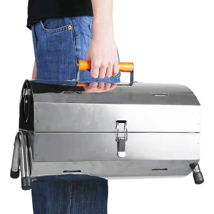 image-Blue Print Charcoal Barbecue Oven - Stainless Steel Portable