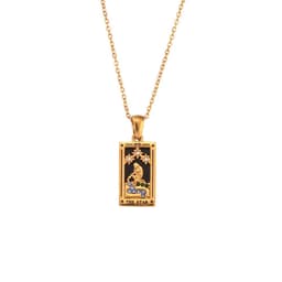 image-Ding Ran 18K Gold-Plated Zircon Tarot Necklace - Fashion Geometry 41cm-50cm