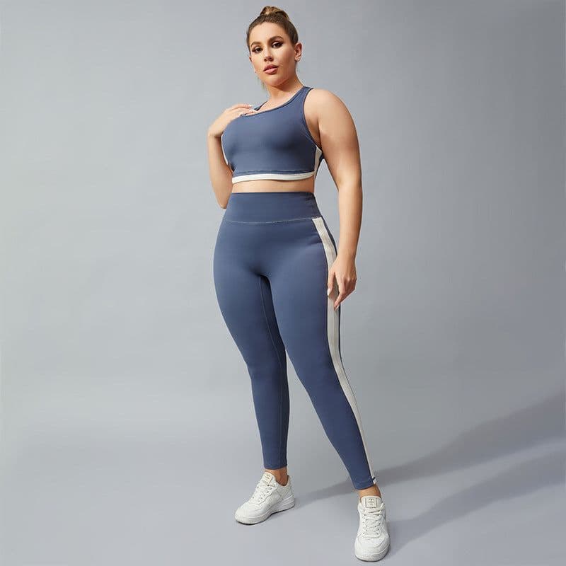 image-Women's Plus Size Yoga Set - Nude Color Block