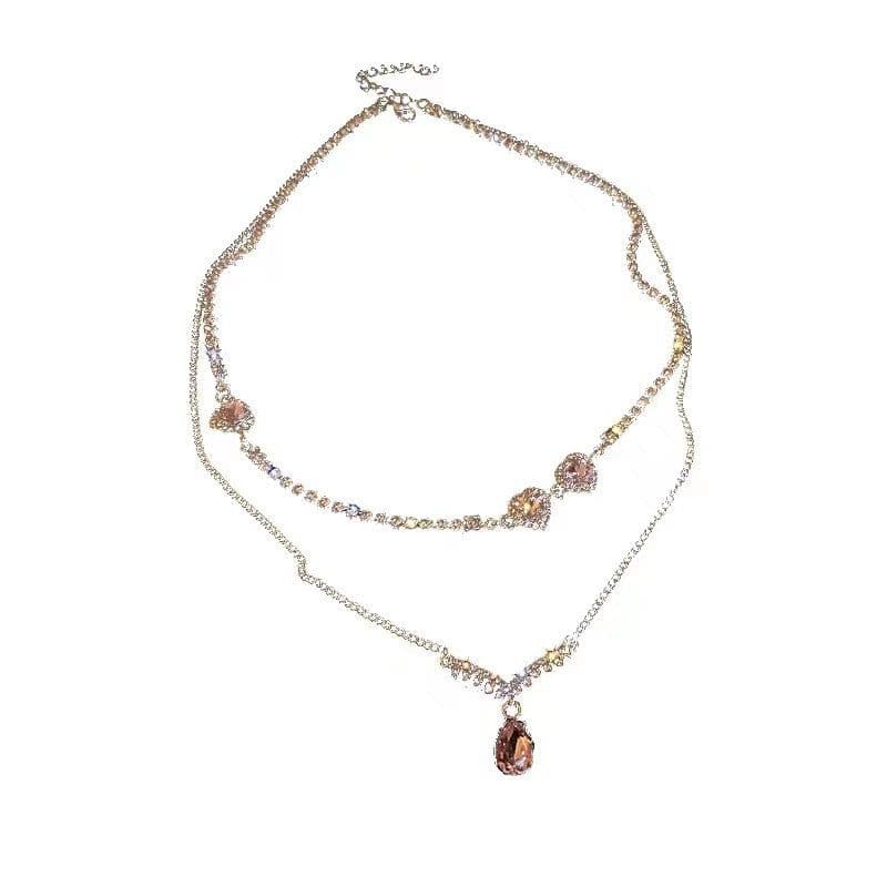 image-Ni Qi Jewelry Double-Layer Diamond Necklace - Clavicle Chain