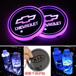 image-Car LED Water Coaster - Colorful Lights Solar USB