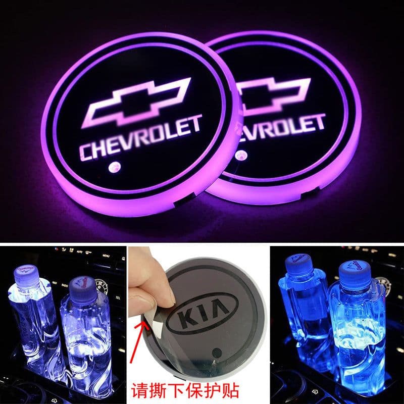 image-Car LED Water Coaster - Colorful Lights Solar USB