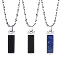 image-Men's Stainless Steel Lapis Lazuli Pendant