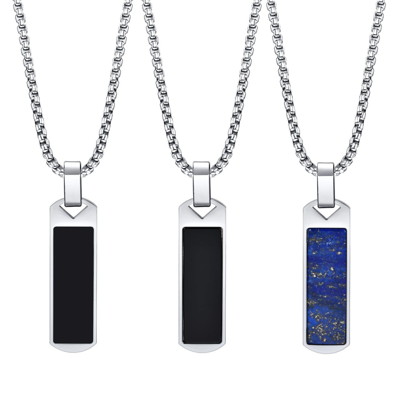 image-Men's Stainless Steel Lapis Lazuli Pendant