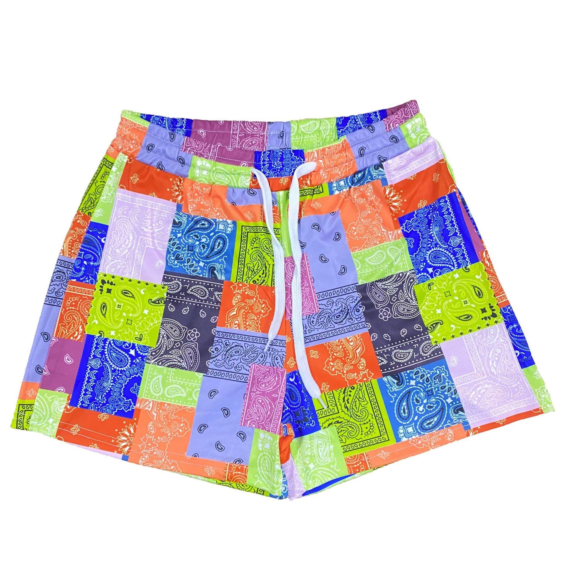image-Finsenland European Summer Casual Pants - Paisley Print Shorts, XXXL