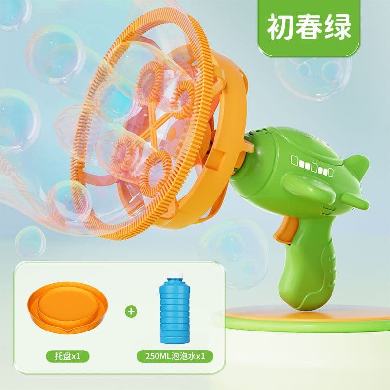 image-Dinosaur Bubble Machine - Green Electric Fan Toy