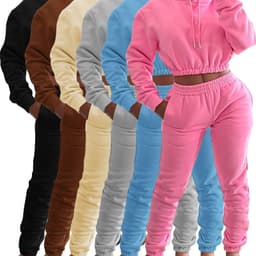 image-Women's Fleece Hoodie + Jogging Pants Set Light Yellow XXL
