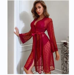image-Women's Mesh Lingerie Set - Black Lace Nightdress S