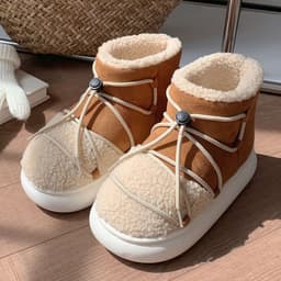 image-Retro Plus Size Women's Velvet Snow Boots - Warm Thick Cotton Slippers