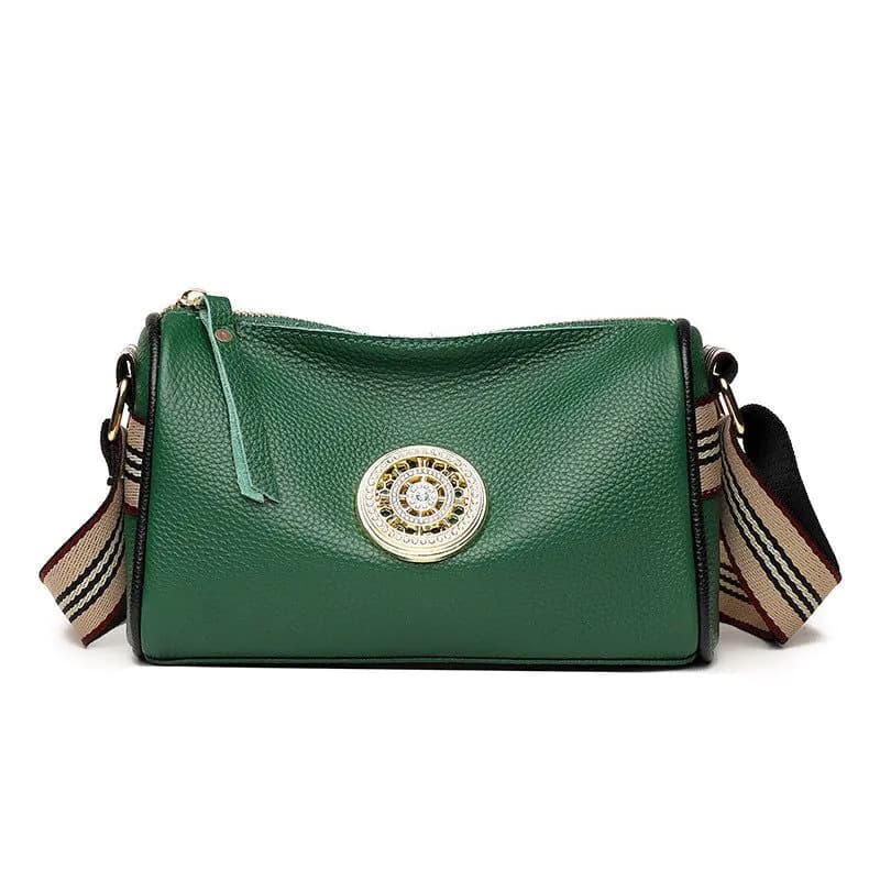 image-Genuine Leather Handbag - Pillow Bag One-Shoulder Black