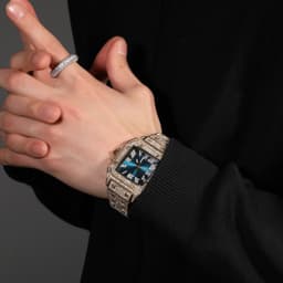 image-Men's Square Quartz Watch - Gold 45mm Roman Dial