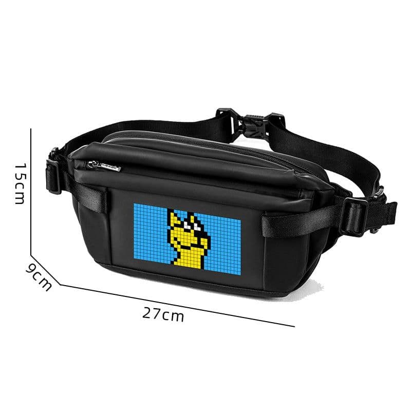 image-Trendy brand LED light-emitting advertising bag Bluetooth DIY functional crossbody bag men's trendy cool design sports chest bag