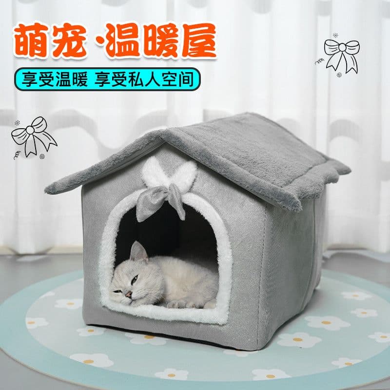 image-Cat Bed - Removable Washable Butterfly Design