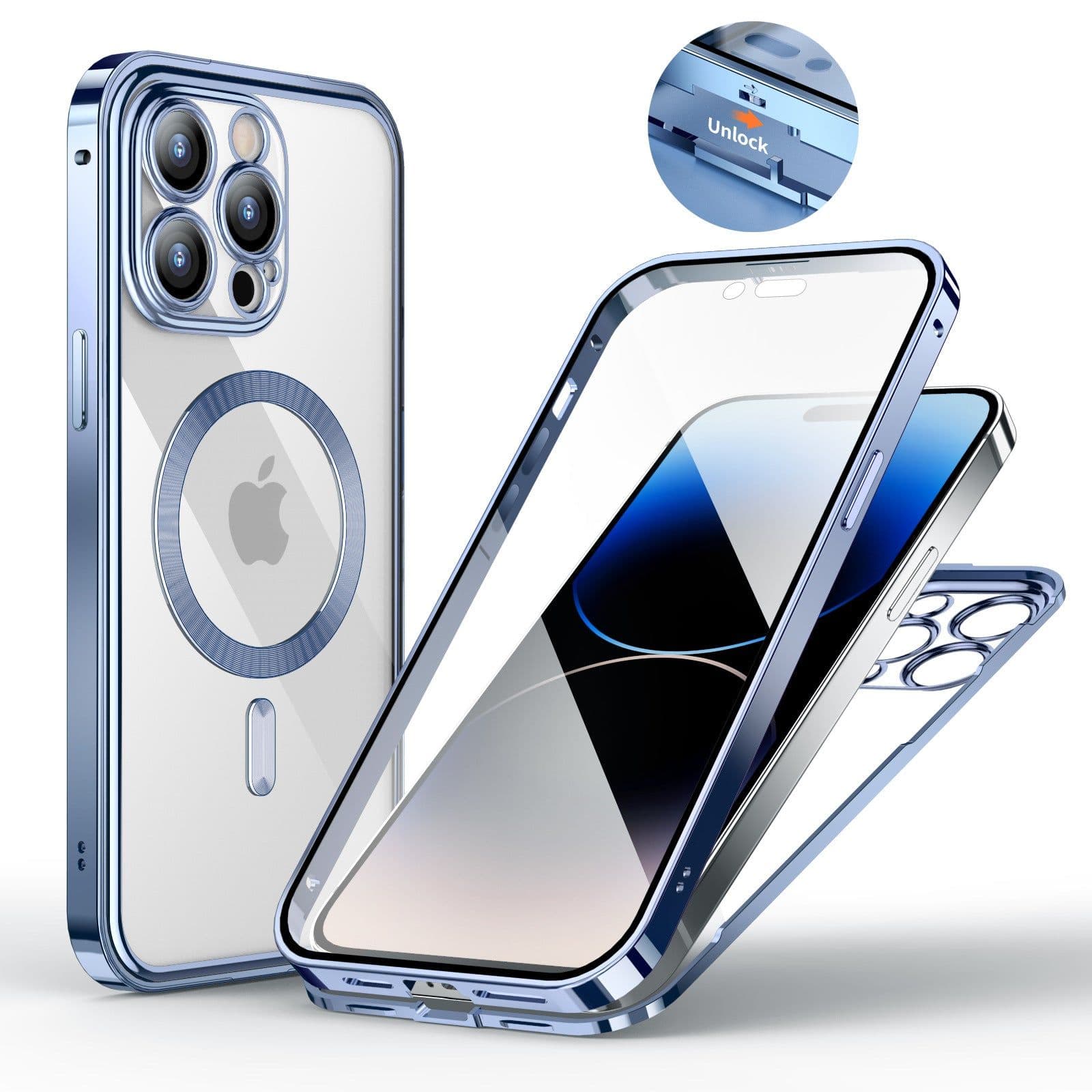 image-iPhone 15 Pro MagSafe Metal Phone Case - Black Buckle Magnetic Snap