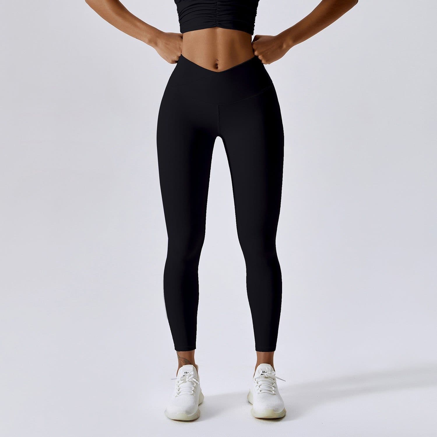 image-high-waisted yoga pants Output: High-waisted Yoga Pants - Black, Plus Size, 40D Stretch Fabric