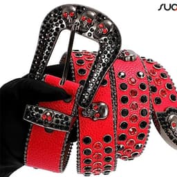 image-Skull Rhinestone Belt, European & American Style, Unisex Pin Buckle, Denim Style