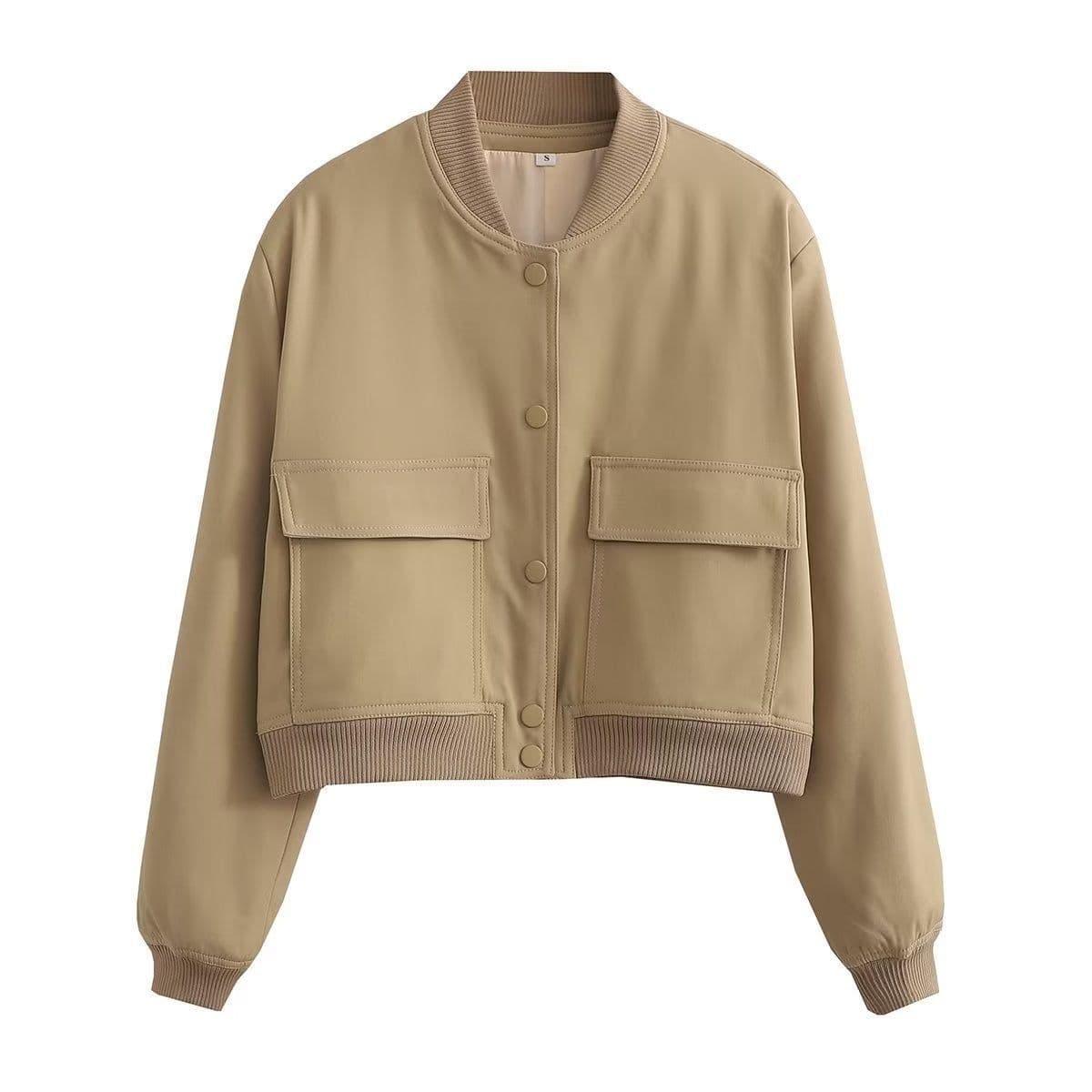image-Women's Peacock Blue Jacket - Stand Collar Short Coat