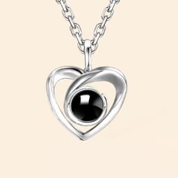 image-s925 Silver Heart Projection Necklace - I Love You Pendant for Women