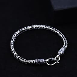 image-Sterling Silver Thai Men's Mantra Bracelet 20cm 925 Silver