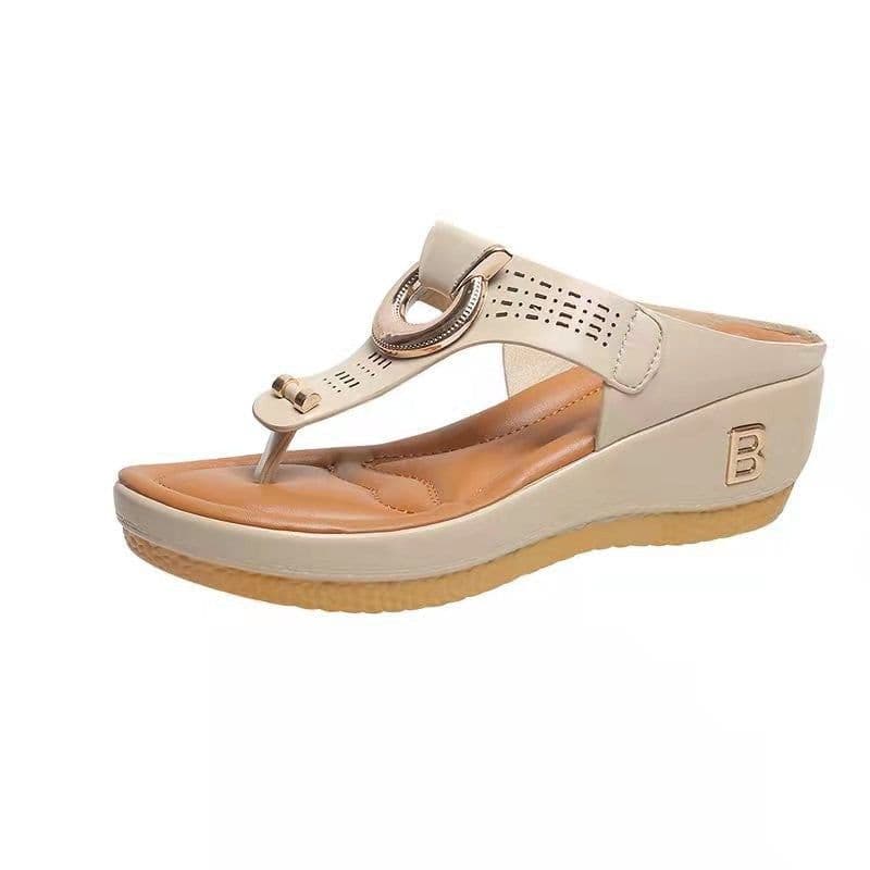 image-Women's Thong Wedge Sandals - Sky Blue Size 43