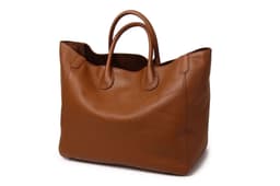 image-European & American Tote Bag, Large Genuine Leather, Khaki, Extra Large Capacity