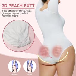 image-Women's Seamless Shapewear Bodysuit - White Long Sleeve