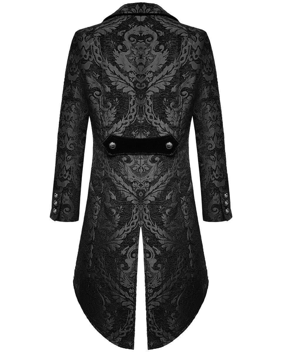 image-Fashion Men's Gothic Steampunk Tailcoat Jacket Black Damask Wedding Coat