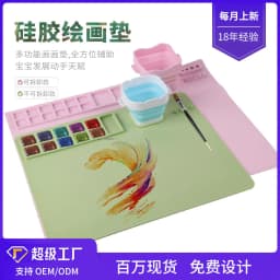 image-Tingfeng Silicone Art Painting Pad Set - Easy Wash Drawing Board with Palette