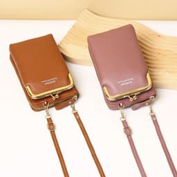 image-Messenger Bag Mobile Phone Bag Ladies Shoulder Bag Candy Color Mini Small Bag Vertical Ladies Clutch Bag Ladies Long Wallet