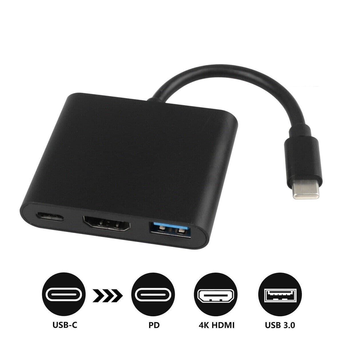 image-XWD 4K Docking Station - Gray Black 3-in-1 Adapter Cable