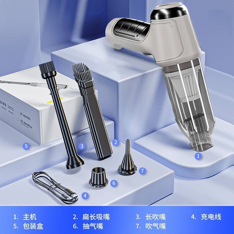 image-High-Power Dual-Use Handheld Car Vacuum Cleaner - Silver Gray 120W