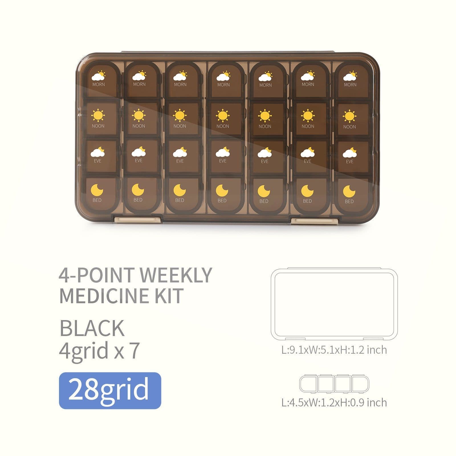 image-Manga Pill Box 7-Day Organizer Brown