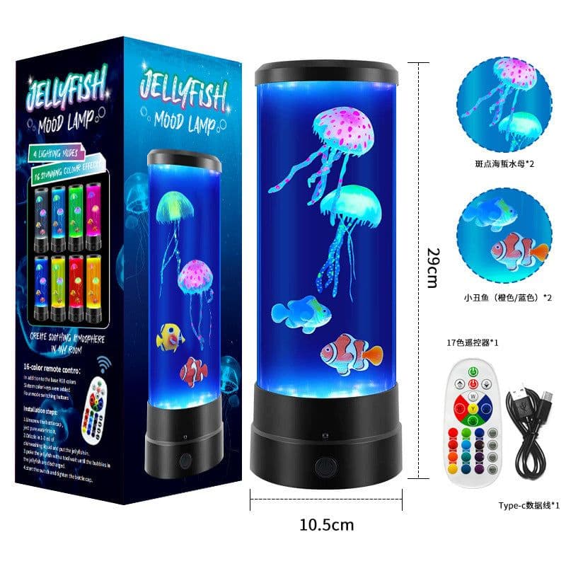 image-Jellyfish LED Night Light - Colorful Remote Control Desk Lamp