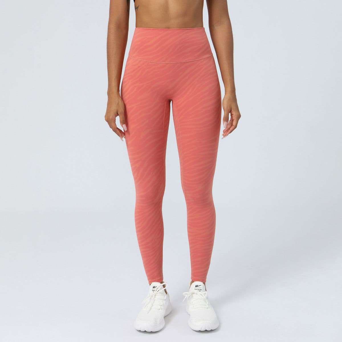 image-Foreign trade European and American buttocks printed yoga pants women's hip lifting running fitness nine-point pants nude high-waist tight sports pants