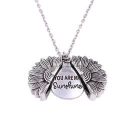 image-Sunflower double lettering necklace Alloy flower short clavicle chain you are my sunshine manufacturer