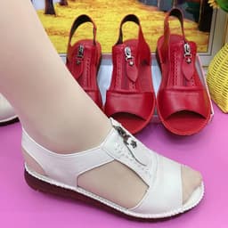 image-Chen Qi Women's Flat Sandals - Brown Leather Size 41