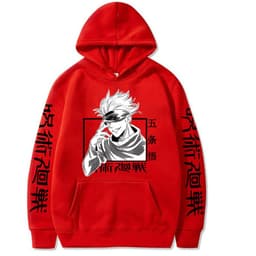 image-Gojo Satoru Anime Hoodie - Black Fleece Pullover