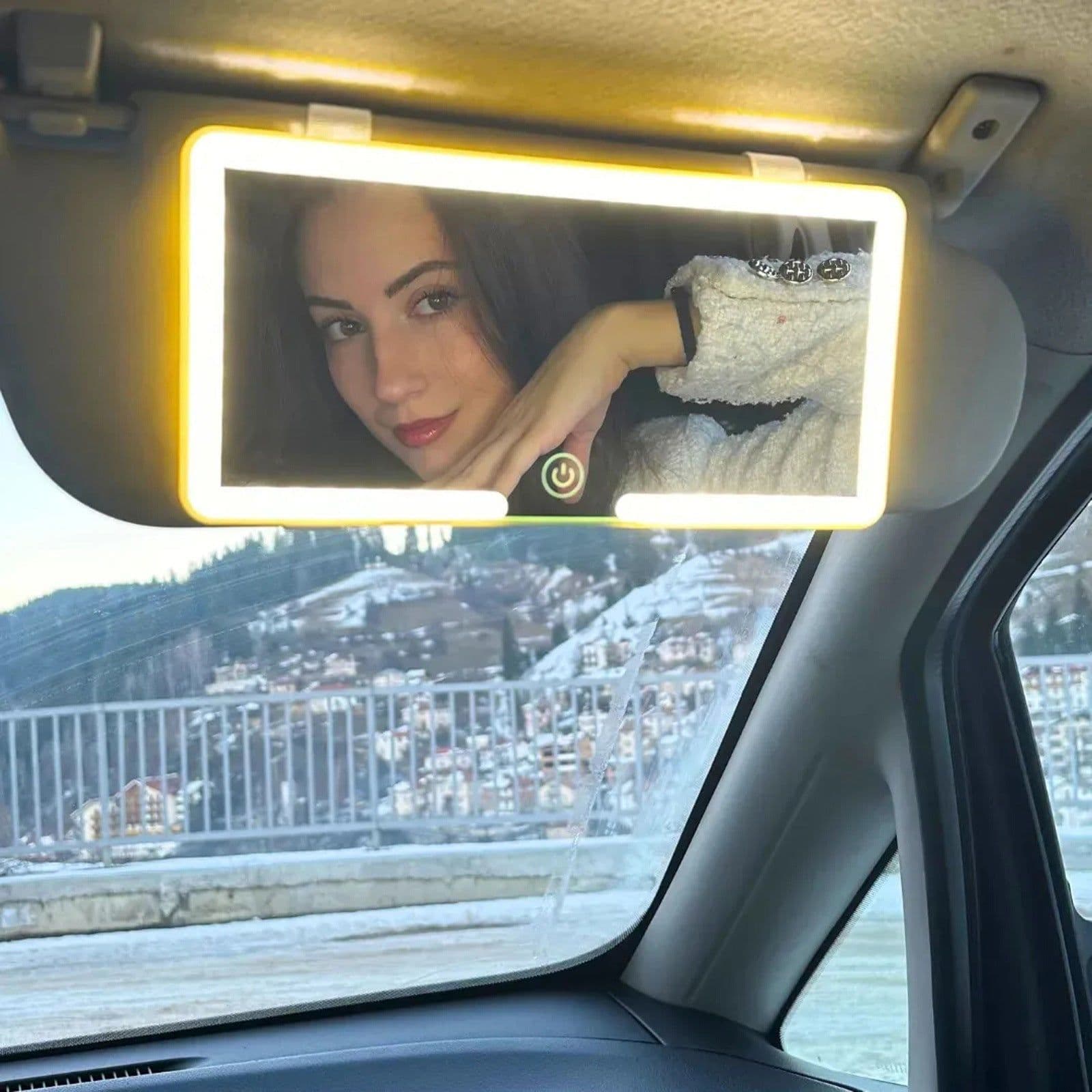 image-Car LED Vanity Mirror Sun Visor with Three-Tone Light Protection