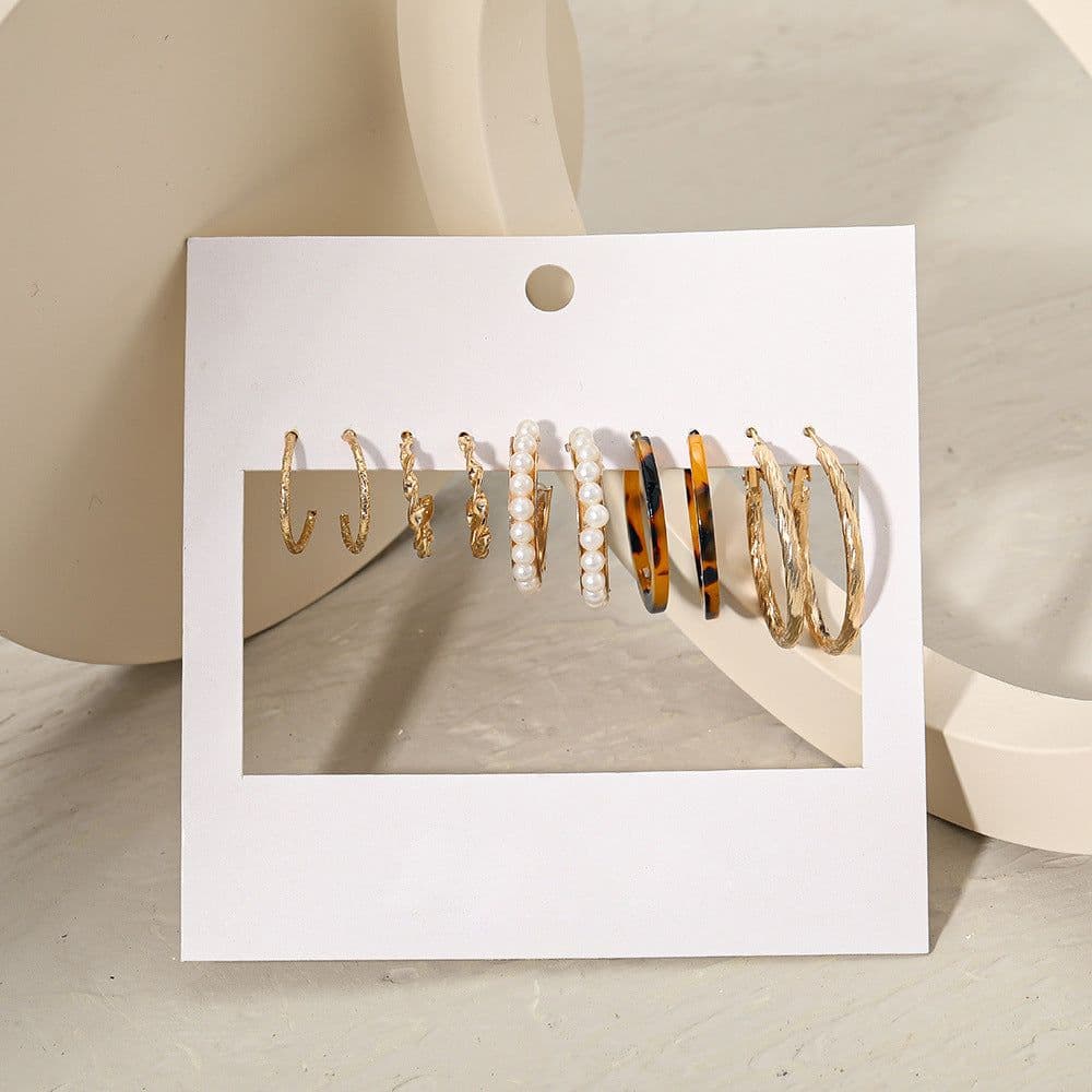 image-Acrylic Pearl Earring Set - 5 Pairs Mixed Style Women